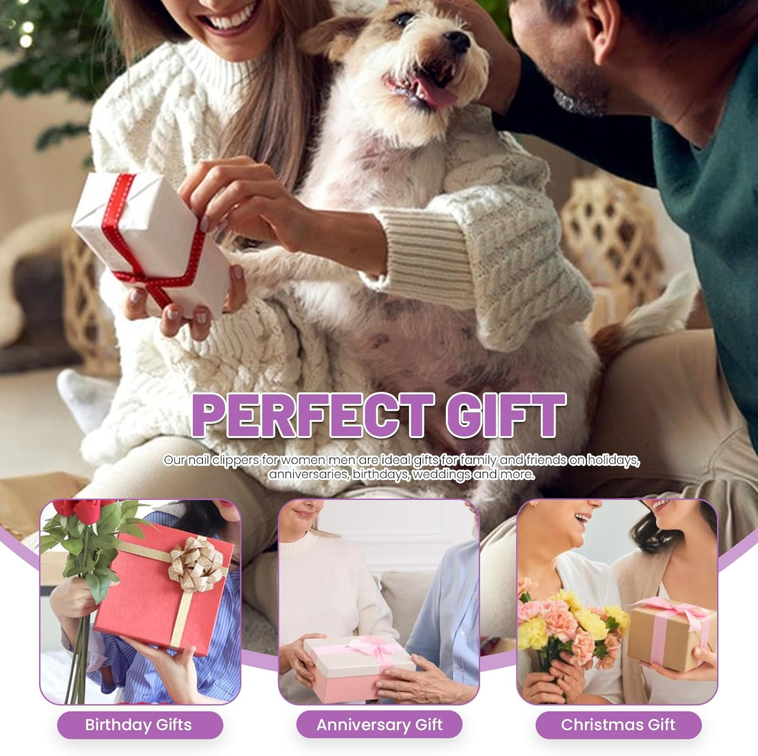 Realand Manicure Set 2 Set 16+4 Pieces Nail Care Set Pedicure Set Professional Nail Clippers Manicure Pedicure Set Travel Manicure Tools Grooming Kit (Purple) - Purple image number 2