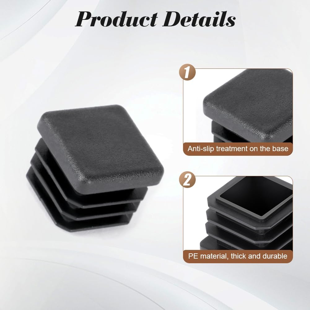 OSDUE 16PCS Square 16 * 16Mm Plastic End Caps, Furniture Caster Cups,Non-Slip Furniture Pads, for Bed Cabinet Sofa Tables Desks Chairs Bed Furniture Foot (Black), Prevent Scratches & Damage image number 5