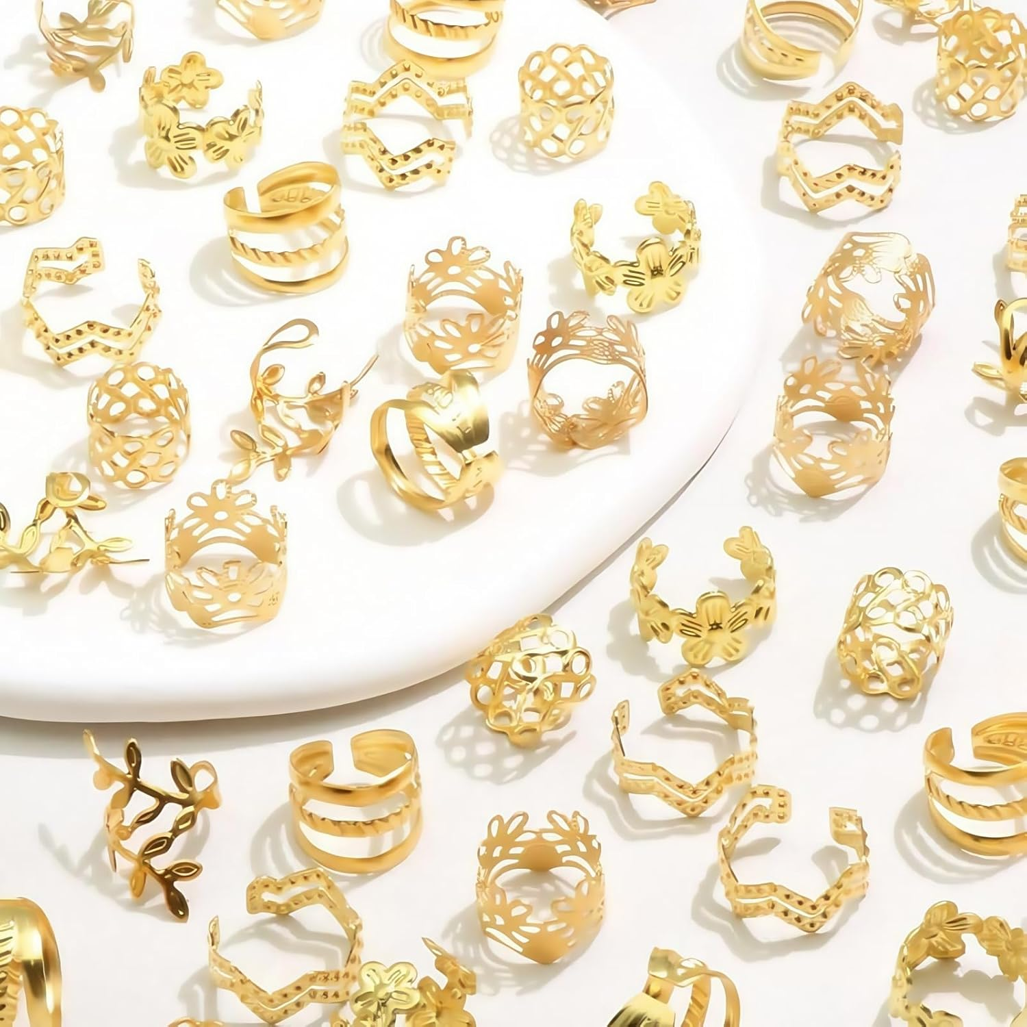 TANSAR Pack of 60 Gold Hair Accessories, Dreadlocks Jewellery, Metal Hair Beads Clips, Hair Accessories, Hair Accessories for Women and Men image number 3