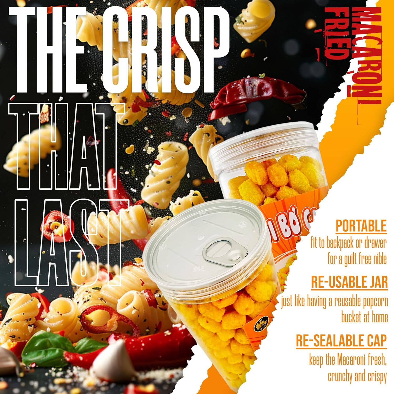 Crispy Spicy Macaroni Snack (Pack of 2) - Perfectly Balanced Chili and Garlic, Sweet and Spicy Snack, Unique Flavor, Crunchy Addictively Delicious Snack for All Occasions Perfect for Sharing, Nui Chi&ecirc;n Bơ Tỏi image number 1