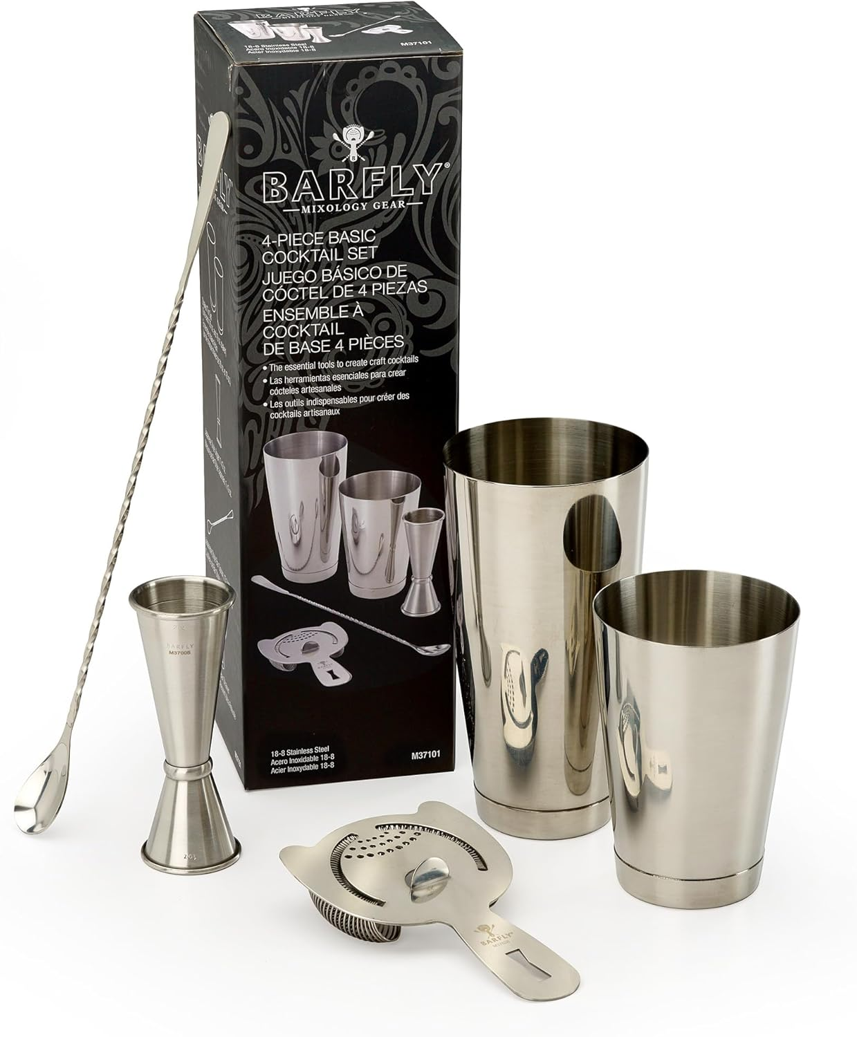 Barfly M37101 Basics Cocktail Set, 5-Piece, Stainless Steel image number 2