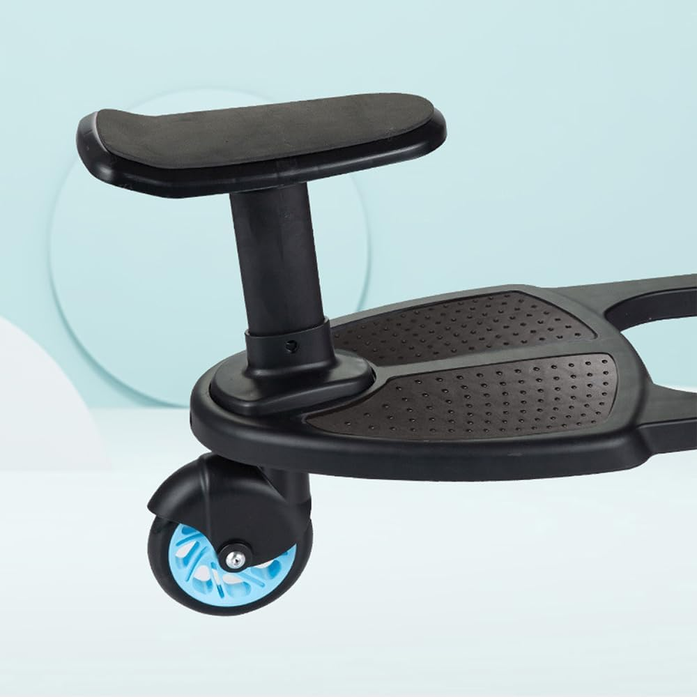 2-In-1 Stroller Board, Buggy Board with Seat, Stroller Attachment for Toddler to Ride, Sit and Stand, Wheeled Board Stroller Pedal, Fits Most Strollers, Holds up to 25Kg image number 2