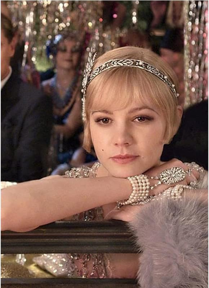 Feather Headband Silver 20S Headpiece Vintage 1920S Headband Flapper Great Gatsby Jewelry Accessories White Feather Headband (Color : Silver Headband, Size : Free Size)