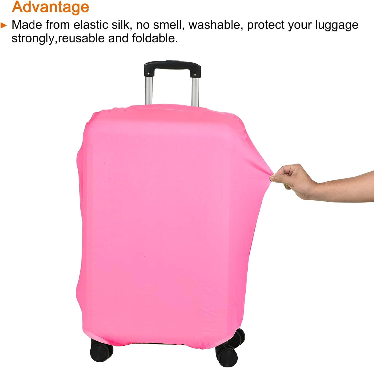 Uxcell Elastic Silk Travel Luggage Cover, Washable Protective Suitcase Protector Bag Pink for 28 Inch Wheeled Suitcase image number 2