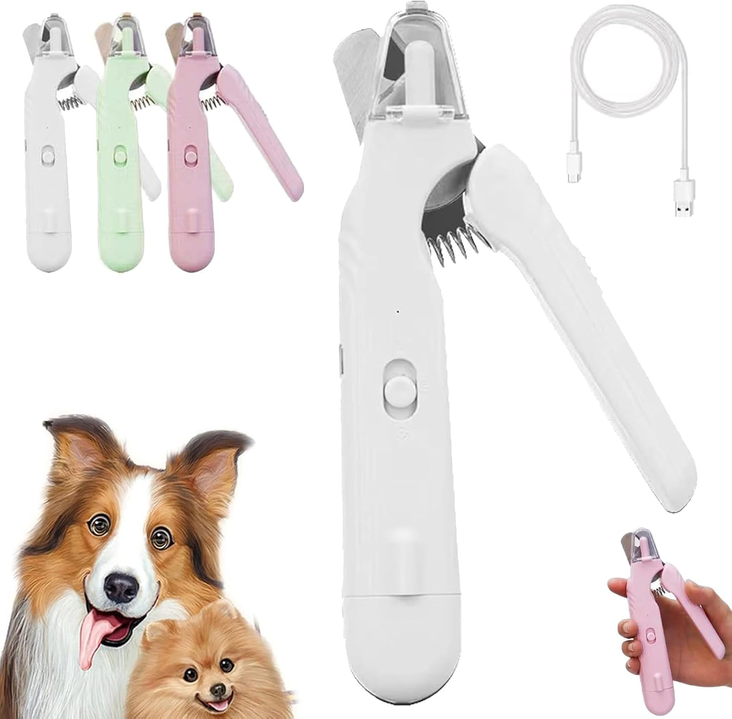 Pupnourish Nail Trimmer, the Safetrim by Pupnourish, 2 in 1 Nail Clipper and Grinder with Light, Quiet Waterproof, Splash Guard, Trimmer Supplies for Small Medium Large Cats/Dogs (White) image number 4
