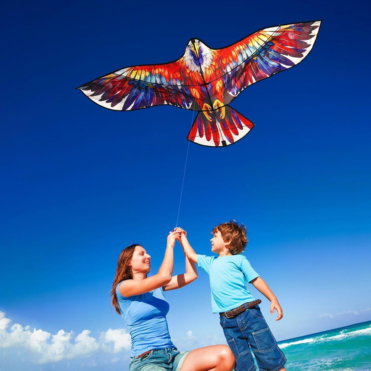 Touch the Sky Huge Eagle Bird Kite for Children & Adults, Easy to Assemble & Fly,Beach and Summer Outdoor Toy for Boys and Girls image number 5