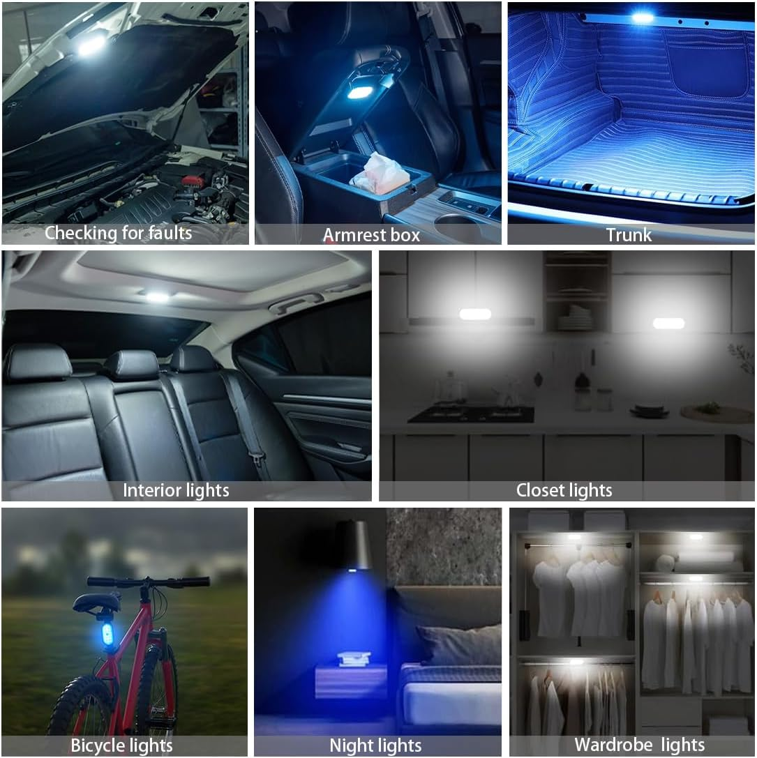 Car LED Lights Interior,6 Colors Ambient Lighting Car Interior,Usb Rechargeable Car Interior Reading Light,Portable Magnetic Interior LED Lights for Car