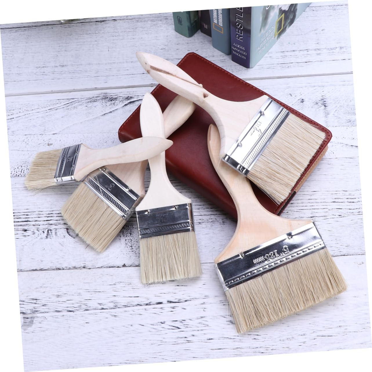 WOONEKY Thickened Painting Chip for Adhesives Paint Touchups Oil Paint Brush for Wood and Surface image number 6