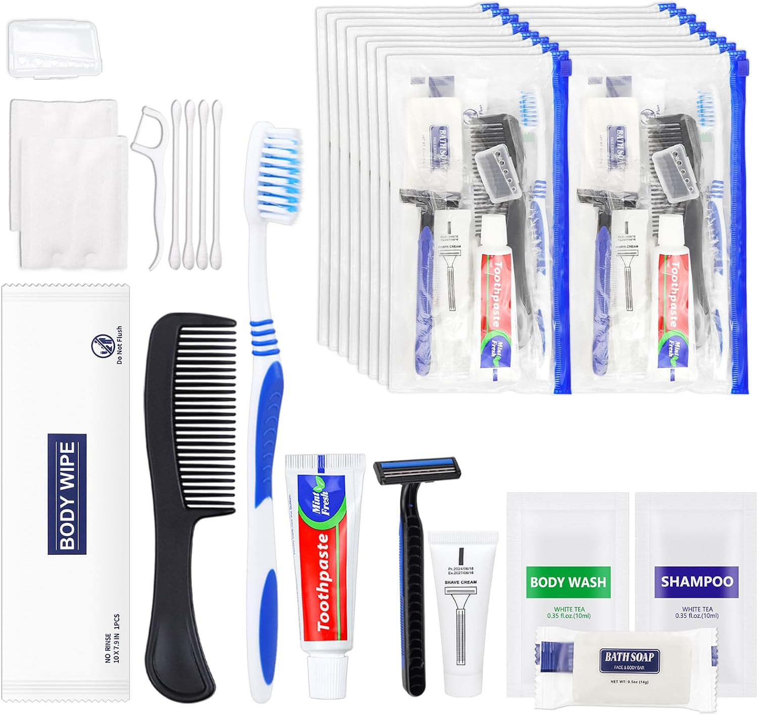 Basic Toiletry Kits, Individually Packed, Personal Hygiene Bulk Homeless Care Package Supplies, Travel Size for Men Women Charity, Disposable Toothbrushes with Toothpaste Set image number 3