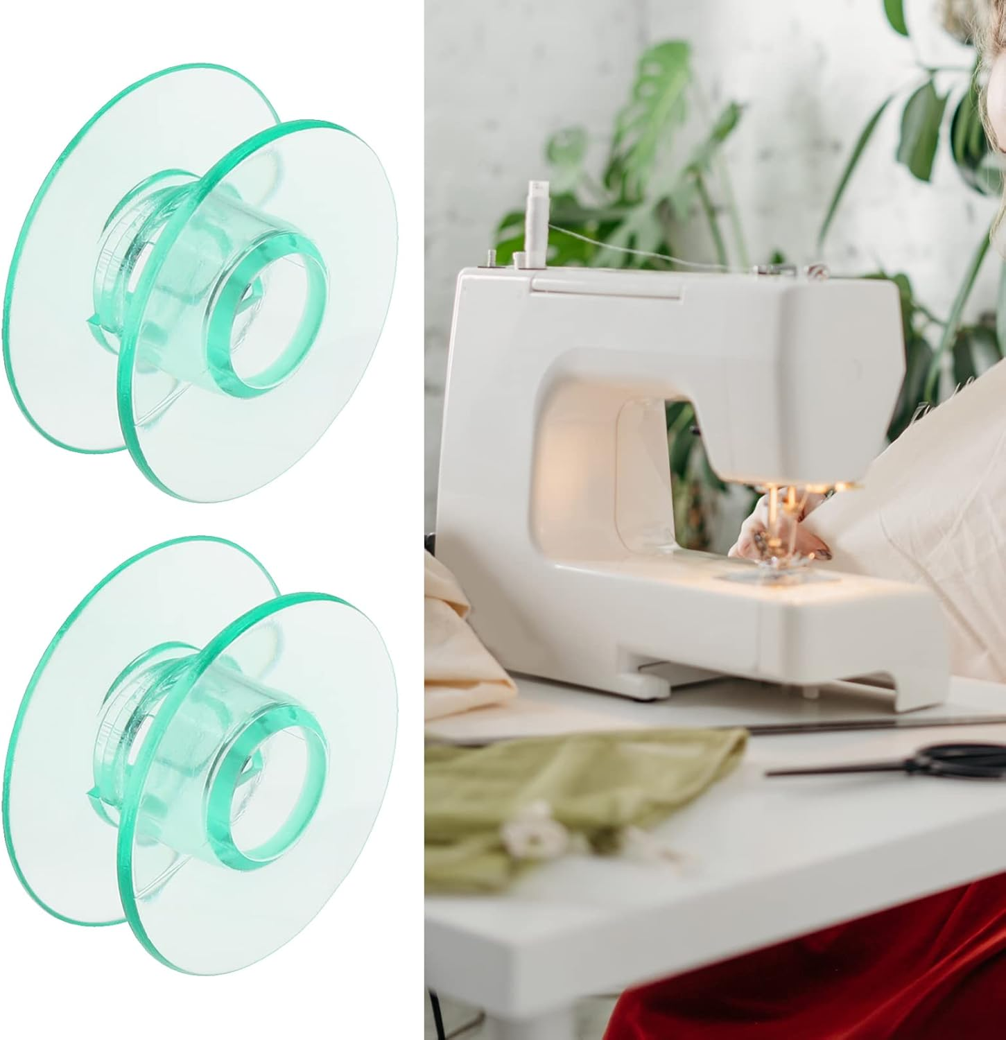 VGOL 20Pcs Bobbins Compatible with Husqvarna Viking Groups 5/6/ 7 Household Industrial Multifunctional Sewing Machine Green Bobbins image number 4