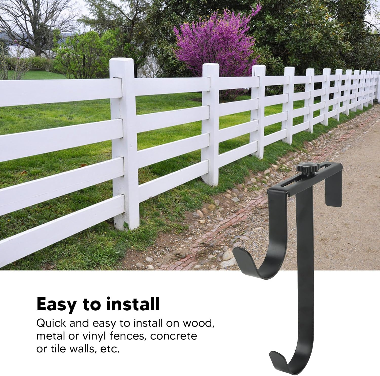 Omabeta 2PCS Pool Pole Hooks for 1-4.5" Pool Fences and Walls, Adjustable Width for Swimming Pool,8.9X7.1 Telescopic Poles Brushes Garden Tools,Heavy Duty Garage Utility Hook for Hose Hanging