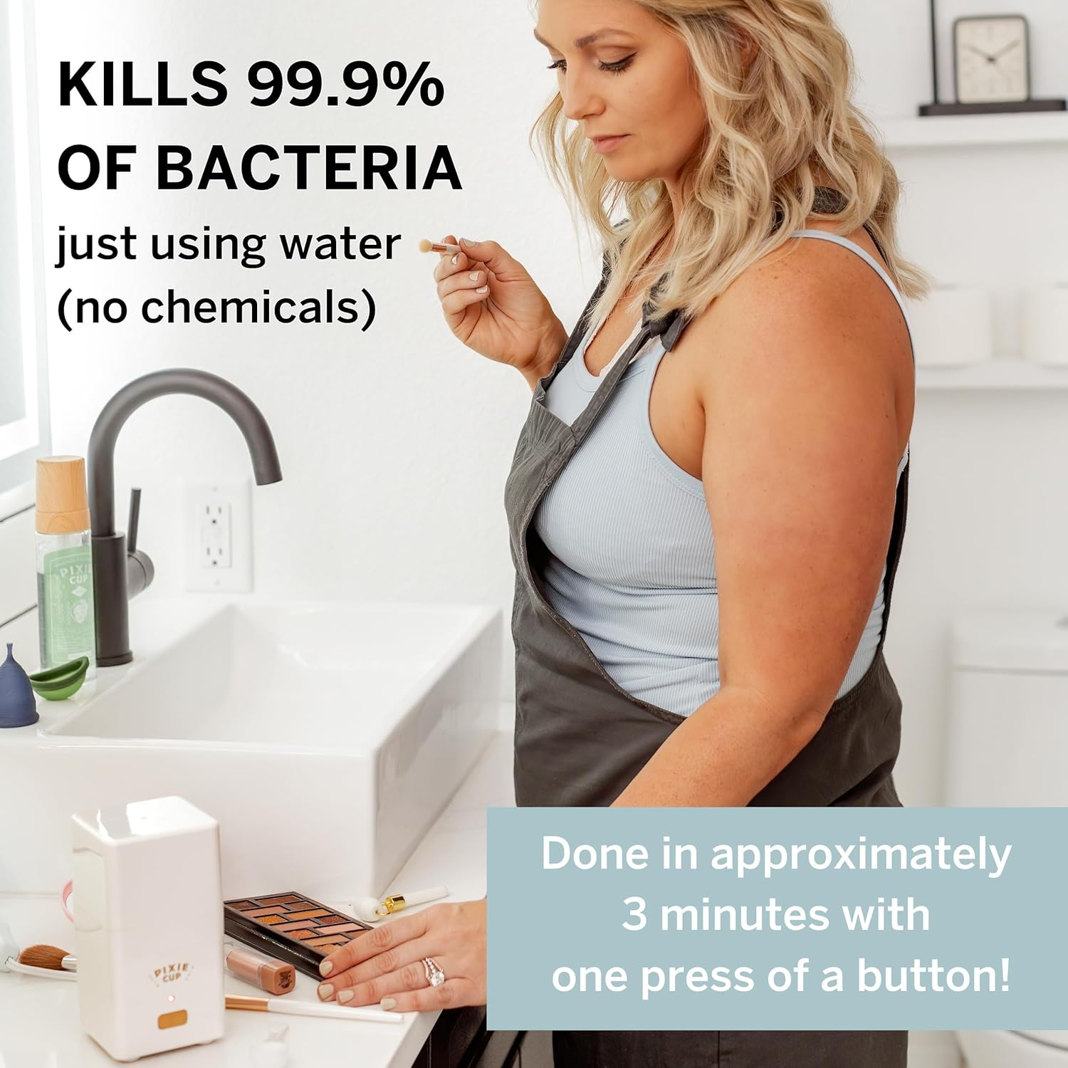 Pixie Menstrual Cup Sterilizer - Ranked 1 for the Best Steamer - Kills 99.9% of Germs with Cleaner Steam - Wash Your Period Cup or Disc in 3 Minutes! - Automatic Timing Shut-Off Switch