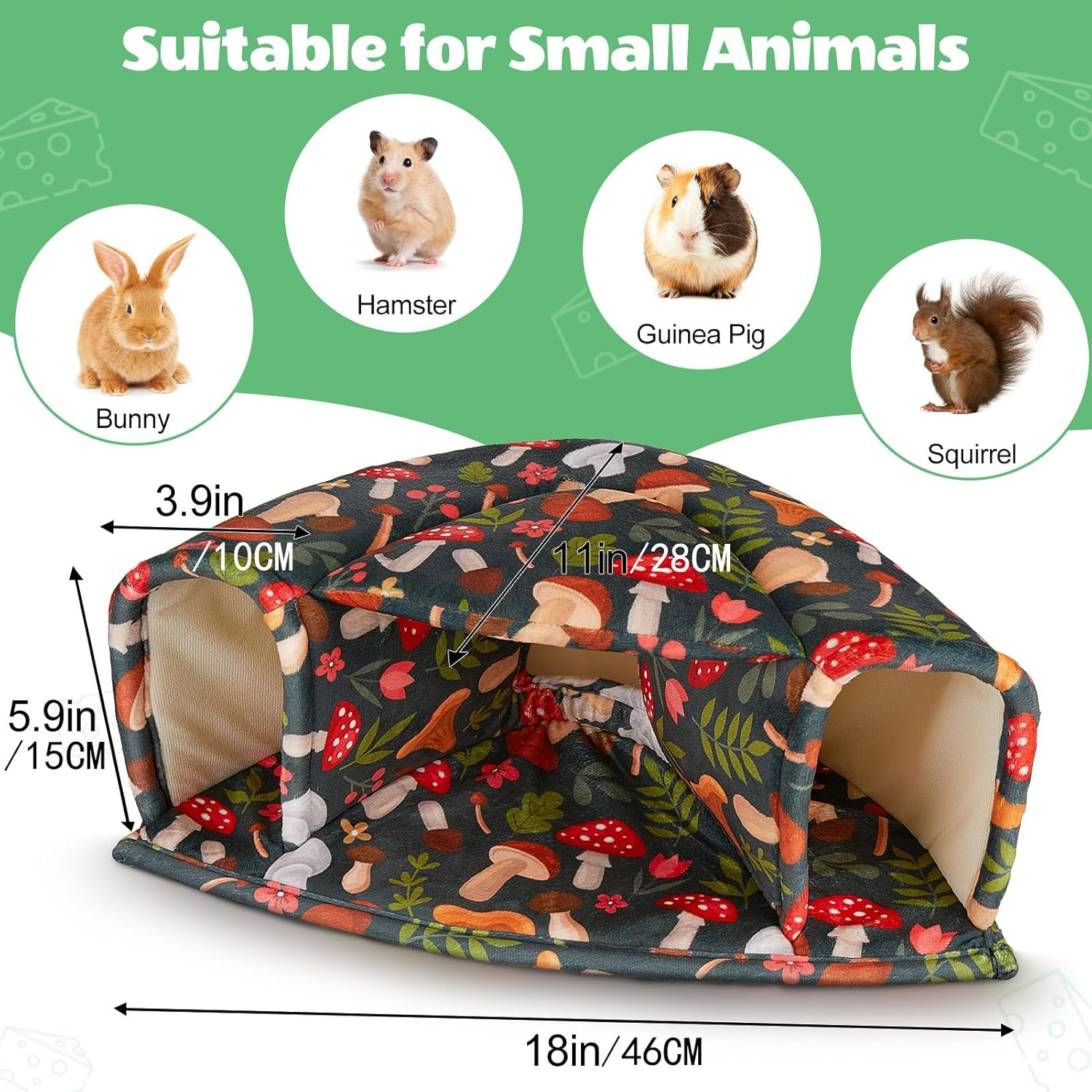 Guinea Pig Bed Small Animal Hideout House Warm Guinea Pig Tunnel Washable for Small Pet Hamster,Chinchilla,Bunny - Blue image number 7