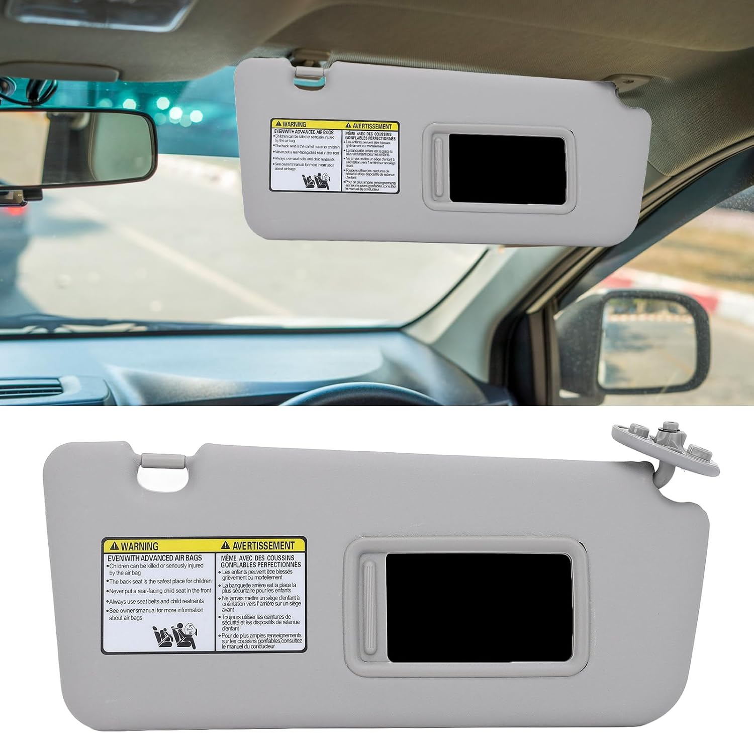 Right Passenger Side Sun Visor for RAV4 2004-2005, Sun Visor with Makeup Mirror, Car Sunvisor Replacement, Car Sun Shade Visor (Gray) image number 5