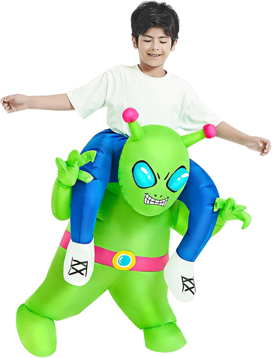 LUVSHIE Inflatable Alien Costume Blow up Costumes Ride on Alien Suit Onesie for Men Women Fancy Party Halloween Cosplay Dress Green image number 3