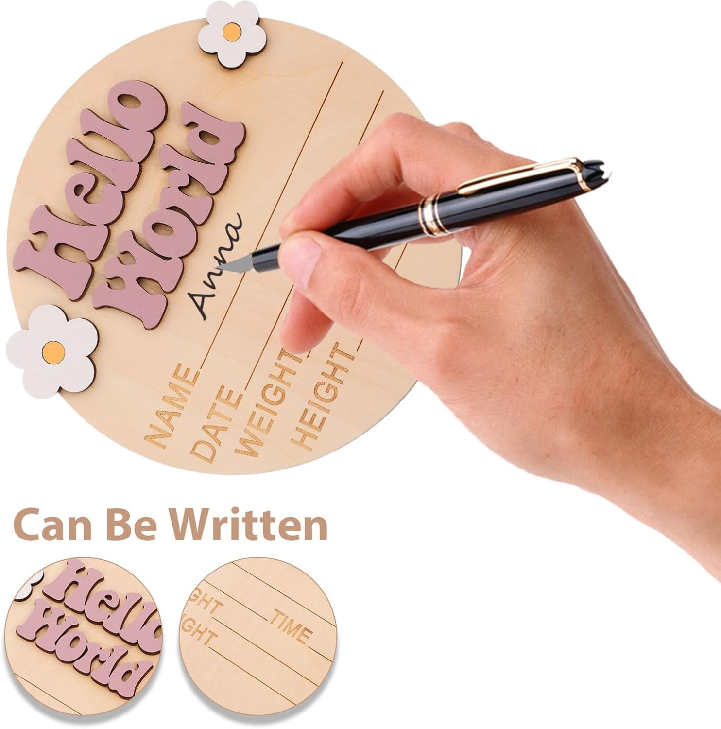 Abaodam Growth Commemorative Card Name Sign for Newborn Party Birth Announcement Milestone Cards Nursery Wall Stickers Born Accessories for Photo Prop image number 3