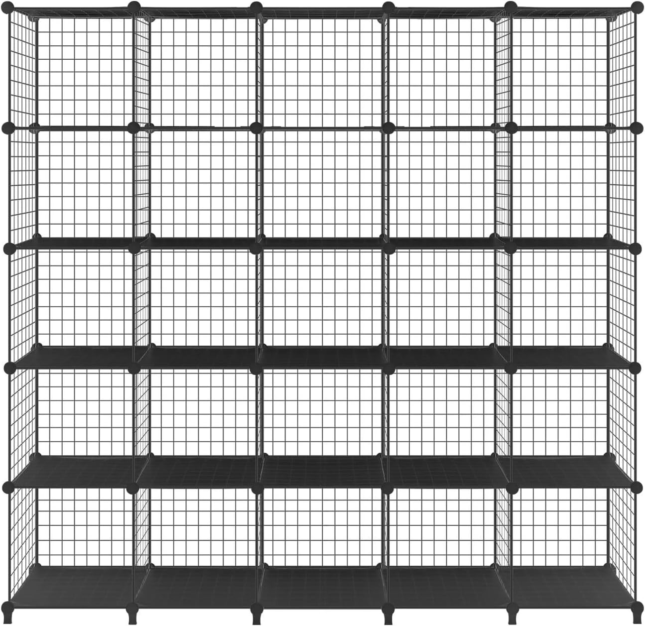 Metal Wire 25 Cube Storage Grid Organizer DIY Modular Cabinet for Toys Books Clothes Black