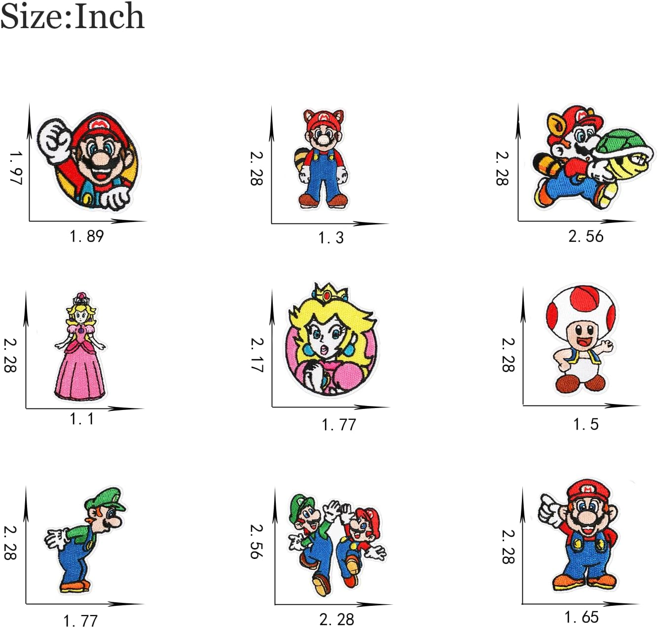 Iron on Patches - 20 Pieces Embroidered Applique, Sew on Fabric Repair Patches, Cute Cartoon Anime Mario Design for Kids Adult Clothes, Jeans, Jackets, Hats, Shoes, Backpacks image number 3