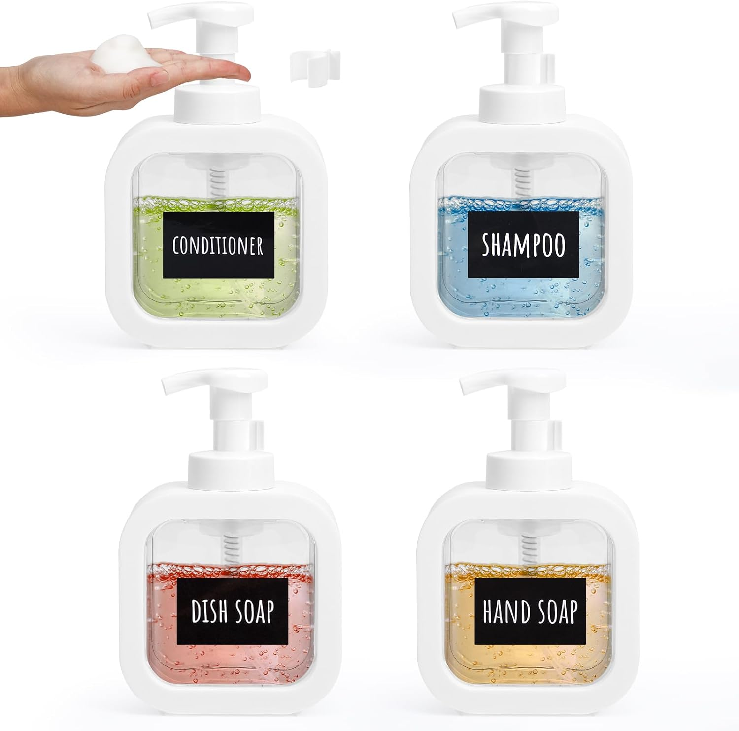 Segbeauty Foaming Soap Dispenser White, 3 Packs 10.1Oz Refillable Liquid Hand Soap Dispenser for Bathroom Kitchen, 300Ml Modern Home Decor Pump Bottle Foam Dish Wash Dispenser