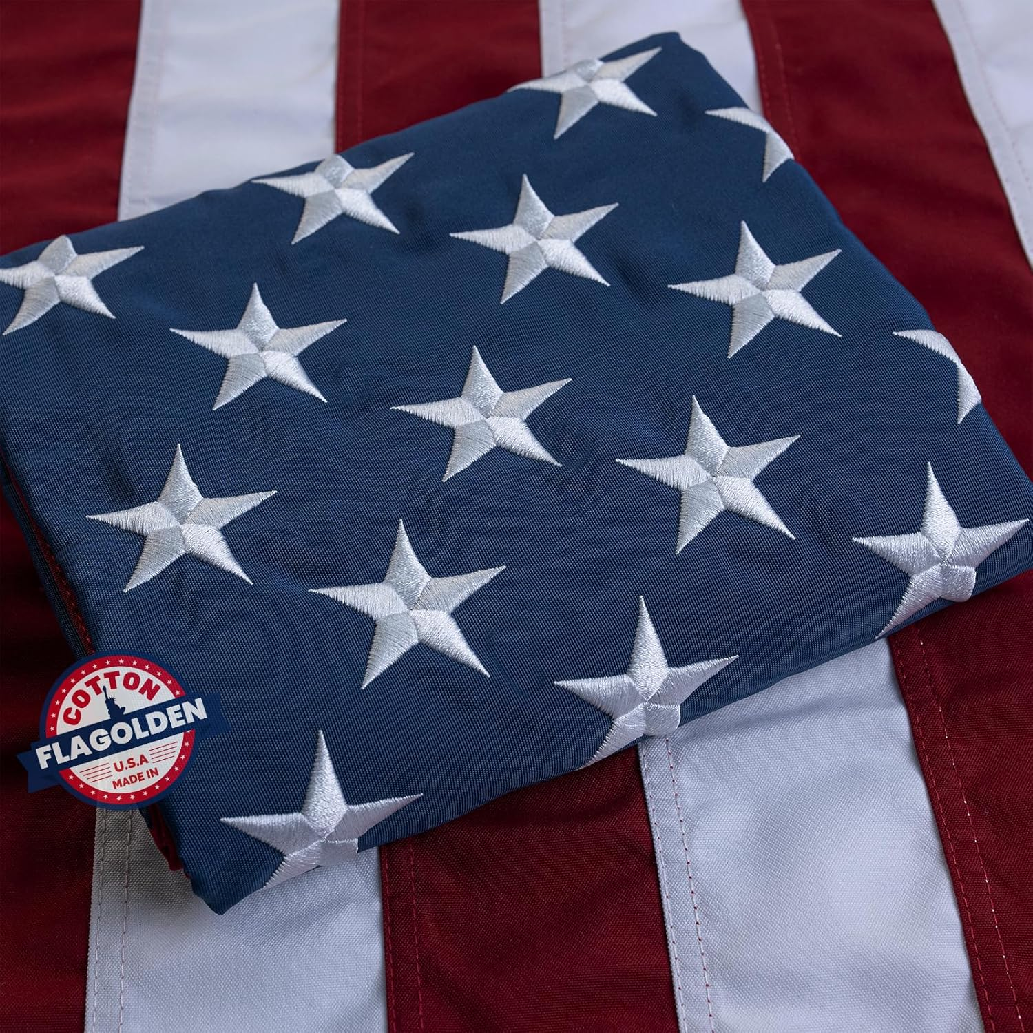 Flagolden Cotton American Flag 2X3 Ft Made in USA, Embroidered Outdoor US United USA Flags Heavy Duty, America Flag for outside with 2 Brass Grommets