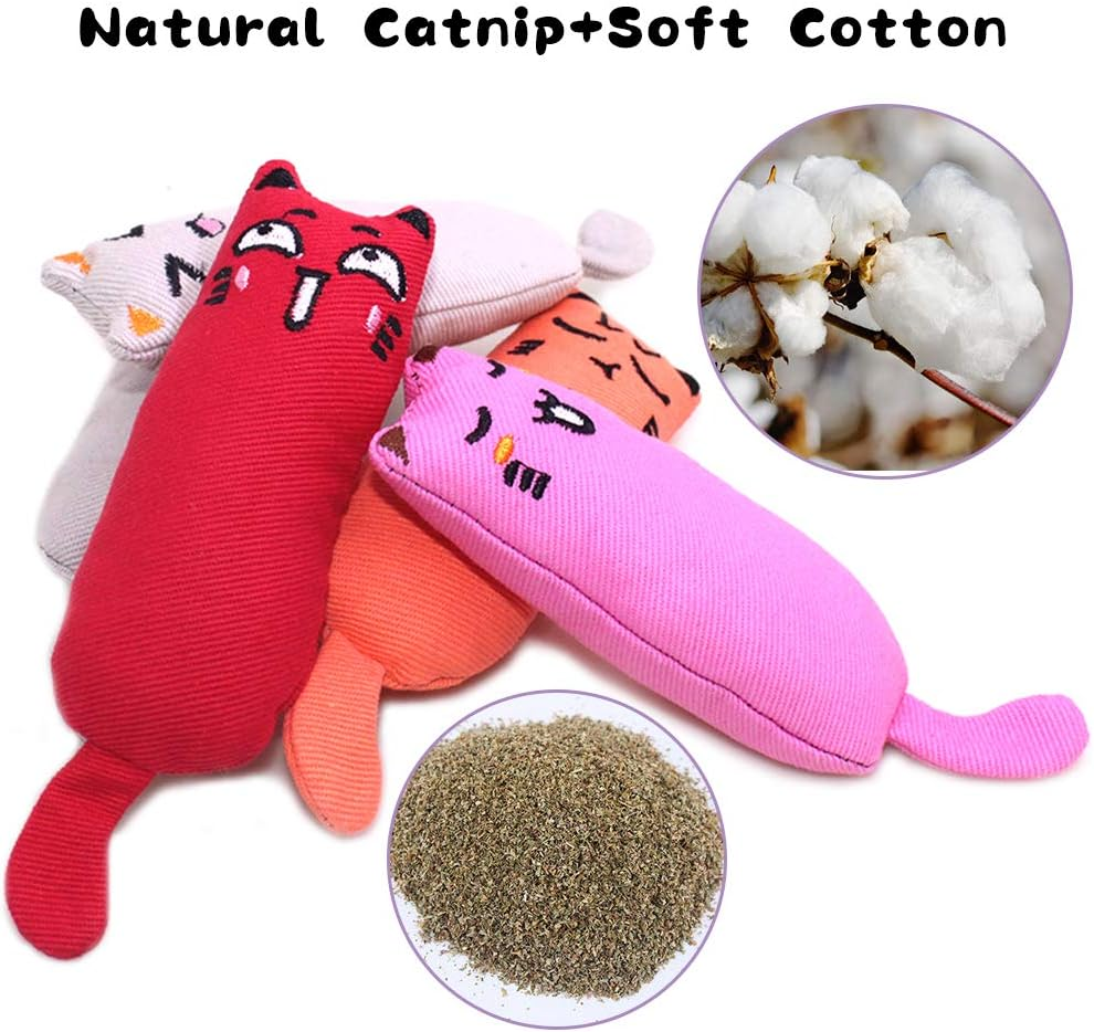 Maxin 6 Pcs Catnip Toys for Indoor Cats Interactive Cat Chew Bite Supplies for Cat Kitty Kitten,Catnip Toy Cat Toys Set Teething Chew Toy