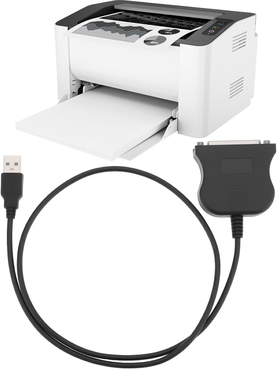 OTOTEC 2Pcs USB to 25PIN DB25 Parallel Printer Cable Adapter 80Cm for Printer Computer Black image number 2