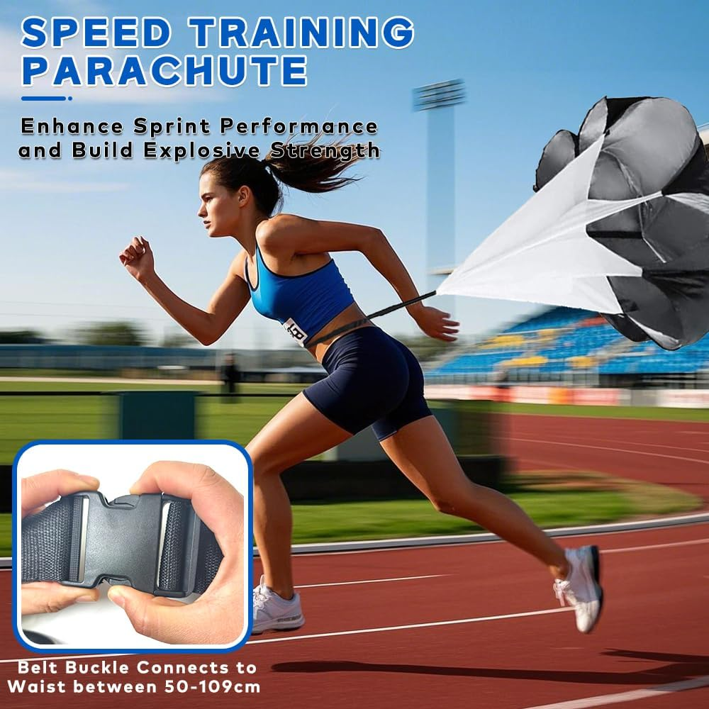 30PCS Agility Training Equipment Kit, Football Training Equipment, Speed Training Set for Kid Youth Adults,6M Agility Ladder,4 Hurdles,12 Soccer Cones,Resistance Parachute,Ball Net(Blue) image number 4