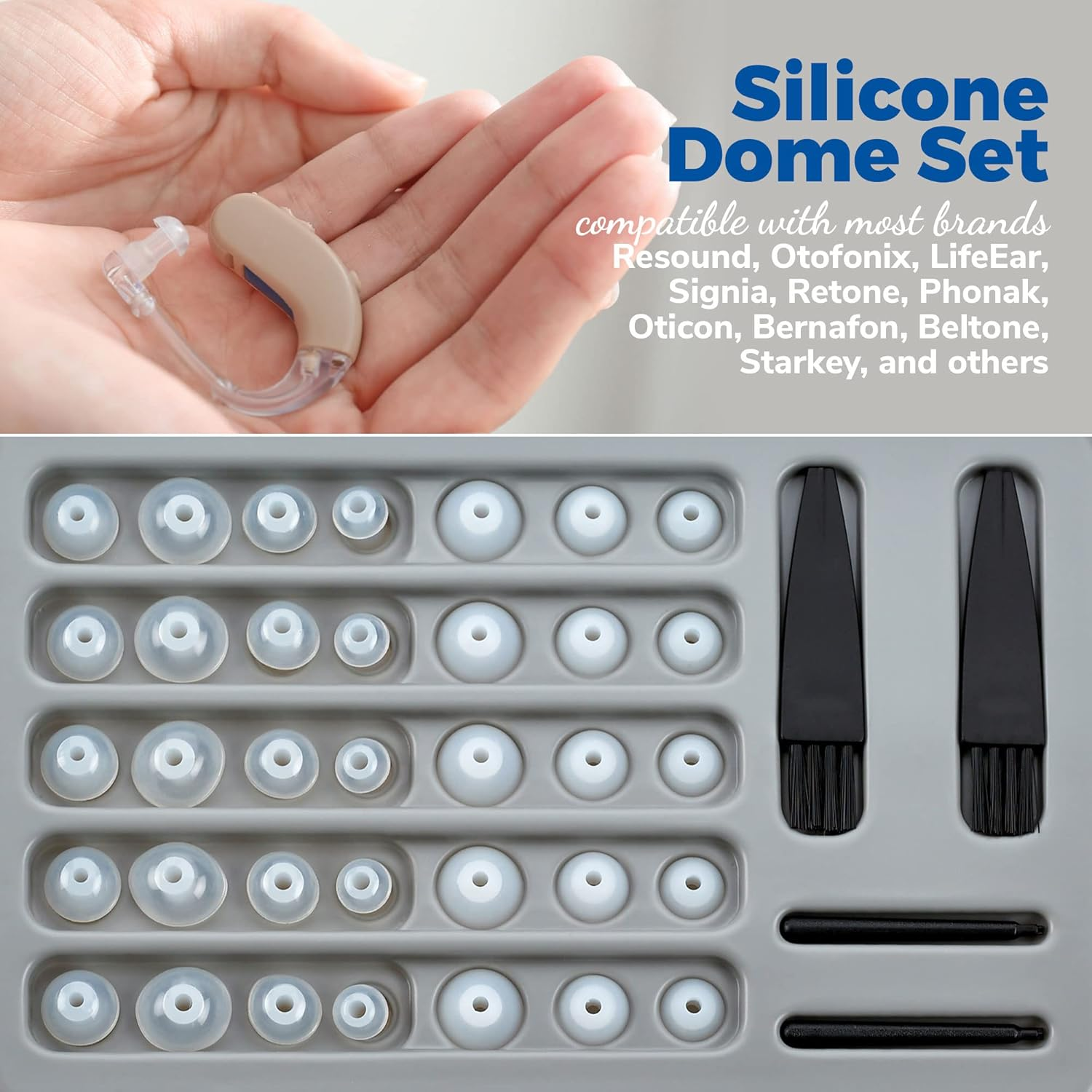 Hearing Aid Domes - (39 Pcs) Universal Domes for Hearing Aids - Sizes Small, Medium, Large & X-Large Earbud Replacements and BTE Hearing Sound Amplifiers