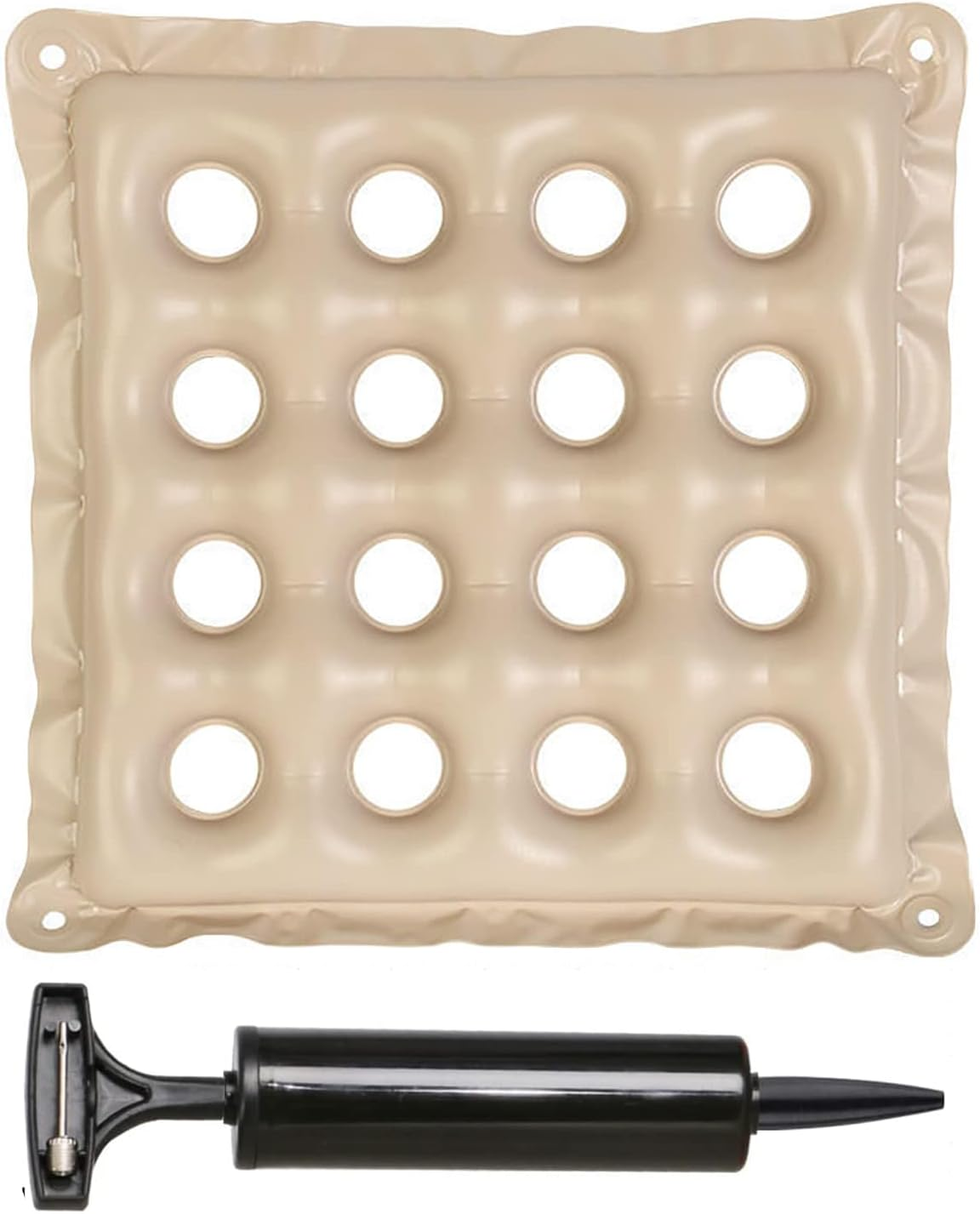 Inflatable Seat Cushions for Pressure Relief, Wheelchair Air Cushion for Bed Sore, Comfortable Waffle Pads，Cream 17X17Inch image number 1