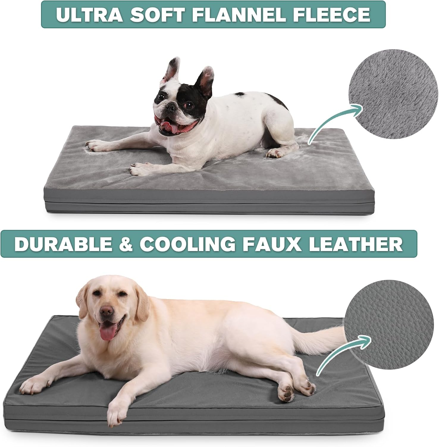 Waterproof Dog Bed, 41 * 27 * 3 Inch Thick Orthopedic Crate Bed for Large Medium Dogs with Washable Removable Cover, Anti-Slip Pet Sleeping Mattress