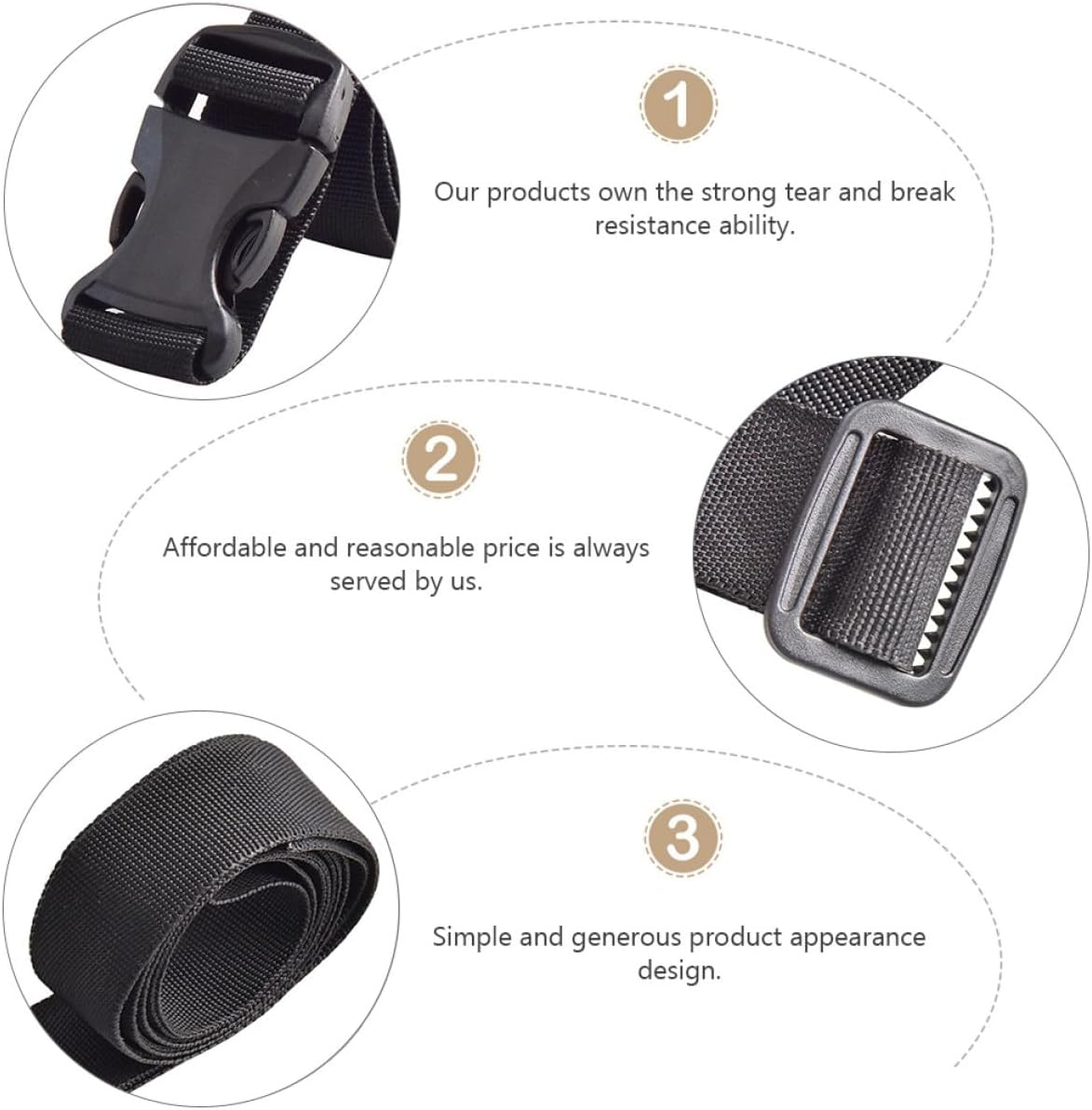 Hoement 4Pcs Outdoor Luggage Tie down Straps Long Heavy Duty Lashing Belt for Travel Suitcase Secure Packing image number 1