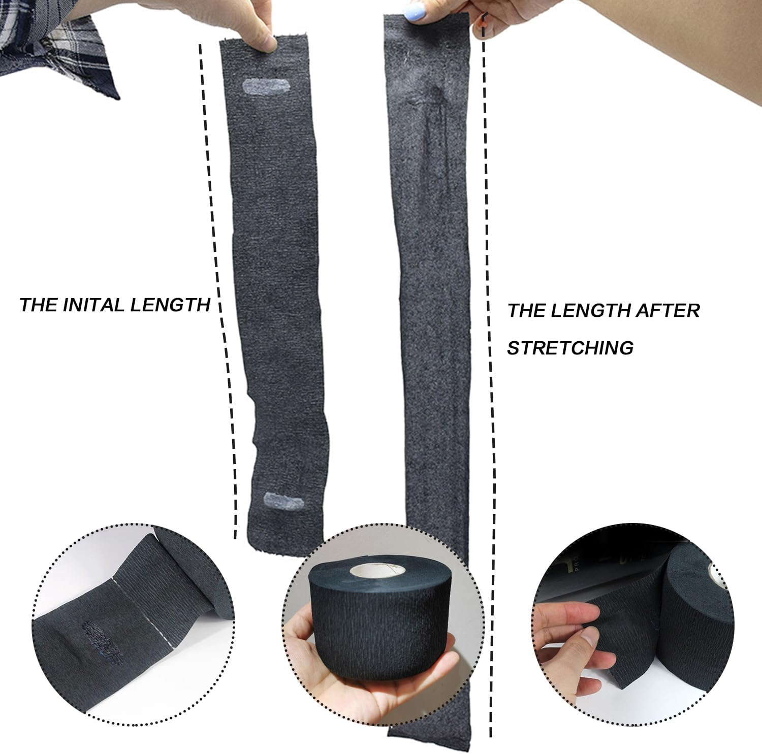 Ericotry 2Rolls Disposable Barber Neck Strips Hairdressing Stretchy Neck Paper Wrap Barber Accessories for Salon Barber Shop Hair Cutting Styling (Black)