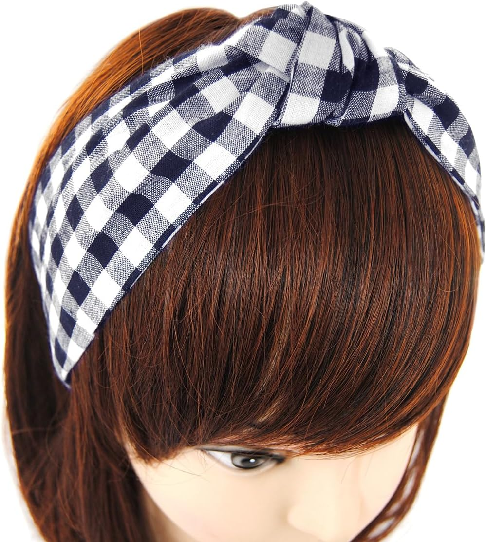 Axy Vintage Look Checked Headband &ndash; Beautiful Women'S Headband Hair Accessories HR34K (Black Blue) image number 2