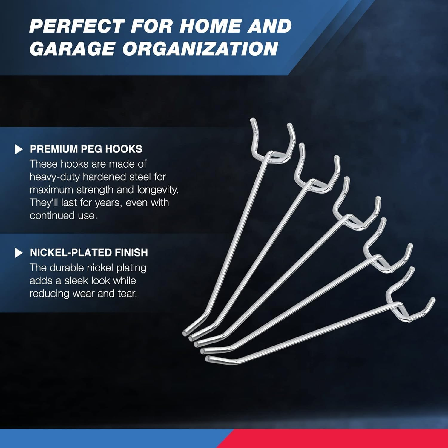 Neiko 53100A 4-Inch Pegboard Hooks and Organizer Assortment 50-Piece Value Pack