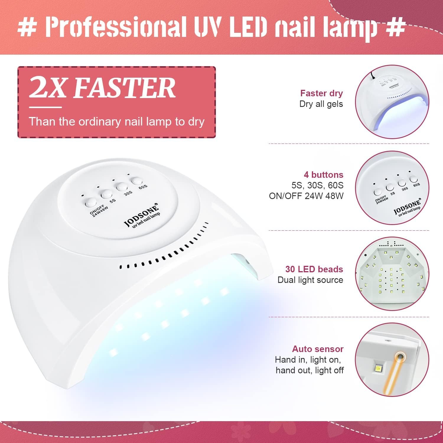 JODSONE Gel Nail Polish Kit with U V Light 36 PCS Classic Black and White Nude and Blue Purple Gel Polish Set with Manicure Tools Suitable for All Seasons Perfect Gifts for Manicure Lover - 100Set-12-T image number 2