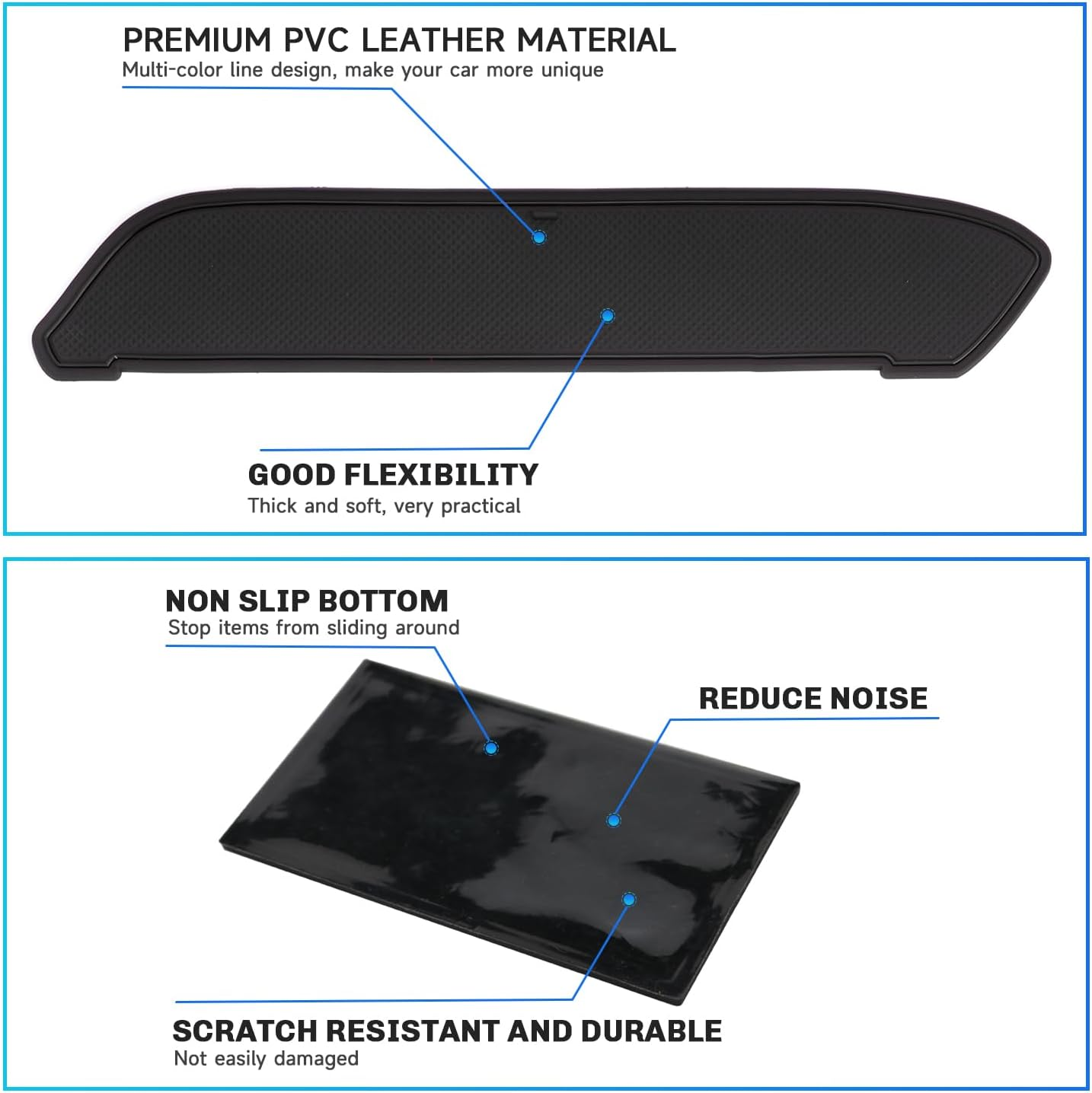 SXCY for 2024 Ford Ranger Accessories Cup Holder Inserts Liner 2024 Ranger Door Slot Mats Cupholder Coasters for 2024 Ford Ranger Lariat/Raptor/Xl/Xlt Accessories Inserts Liner Waterproof Mats(Black) image number 5