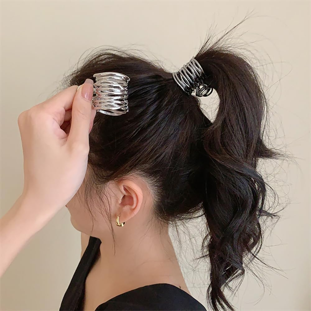 Pack of 2 Metal Hair Clips, Ponytail Hair Clips for Long Hair, Non-Slip Hollow Small Hair Clip, Black Hair Clip, Silver Claw Clip for High Ponytail, Women, Girls, Hair Accessories image number 6