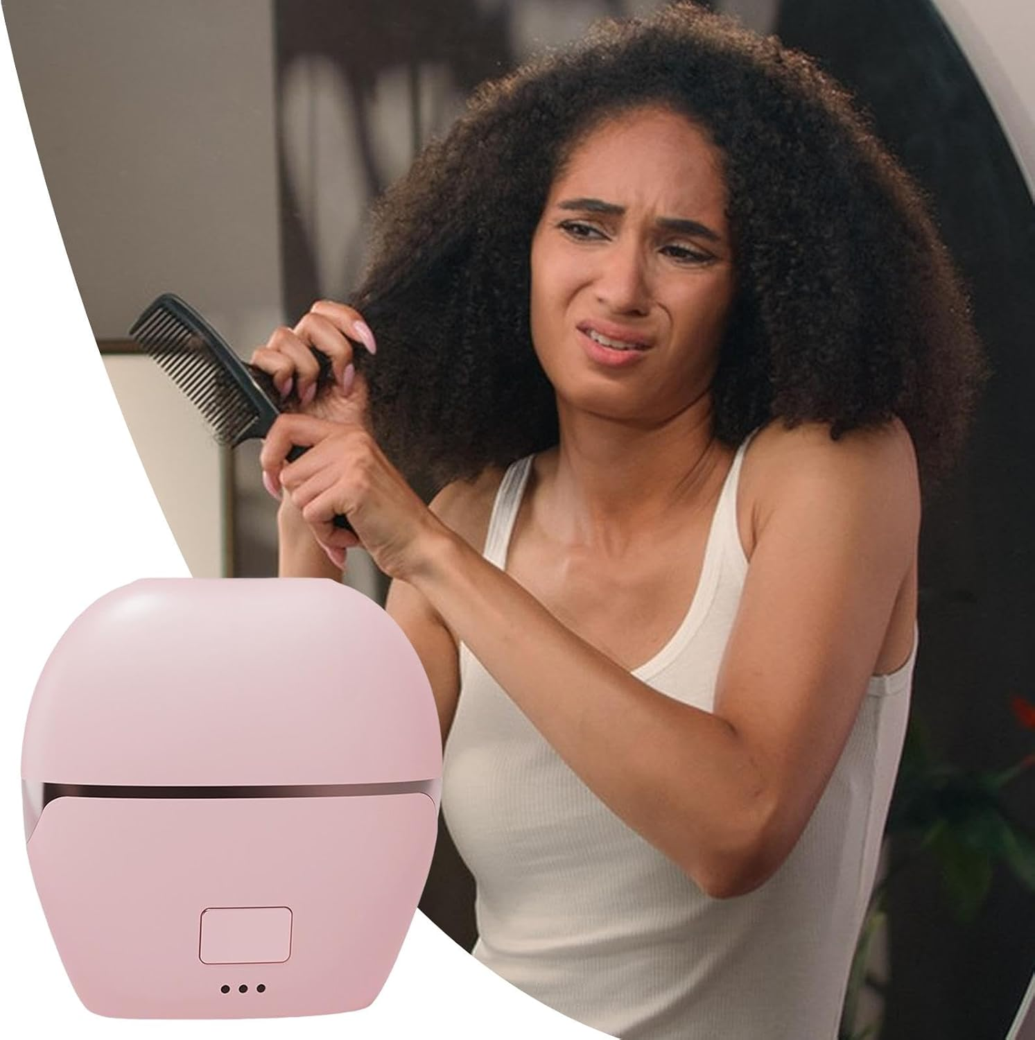 Straightening Hair Comb - Hot Brush Straightener with 3 Adjustable Heat Settings, Double Burn Protection Design Hair Comb | Portable Convenient Detangler Tool for Home and Travel Hair Care Solutions image number 4