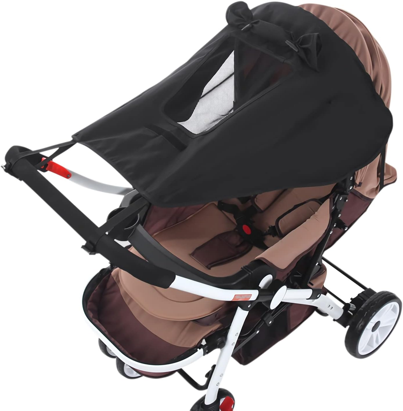 Pram Sun Shade Cover Universal Baby Stroller Awning UPF50+ Pushchair Buggy Sun Canopy Waterproof Windproof Baby Carriage Umbrella Sun Shield UV Protection Infant Carrycots Sun Visor Skylight Design image number 5