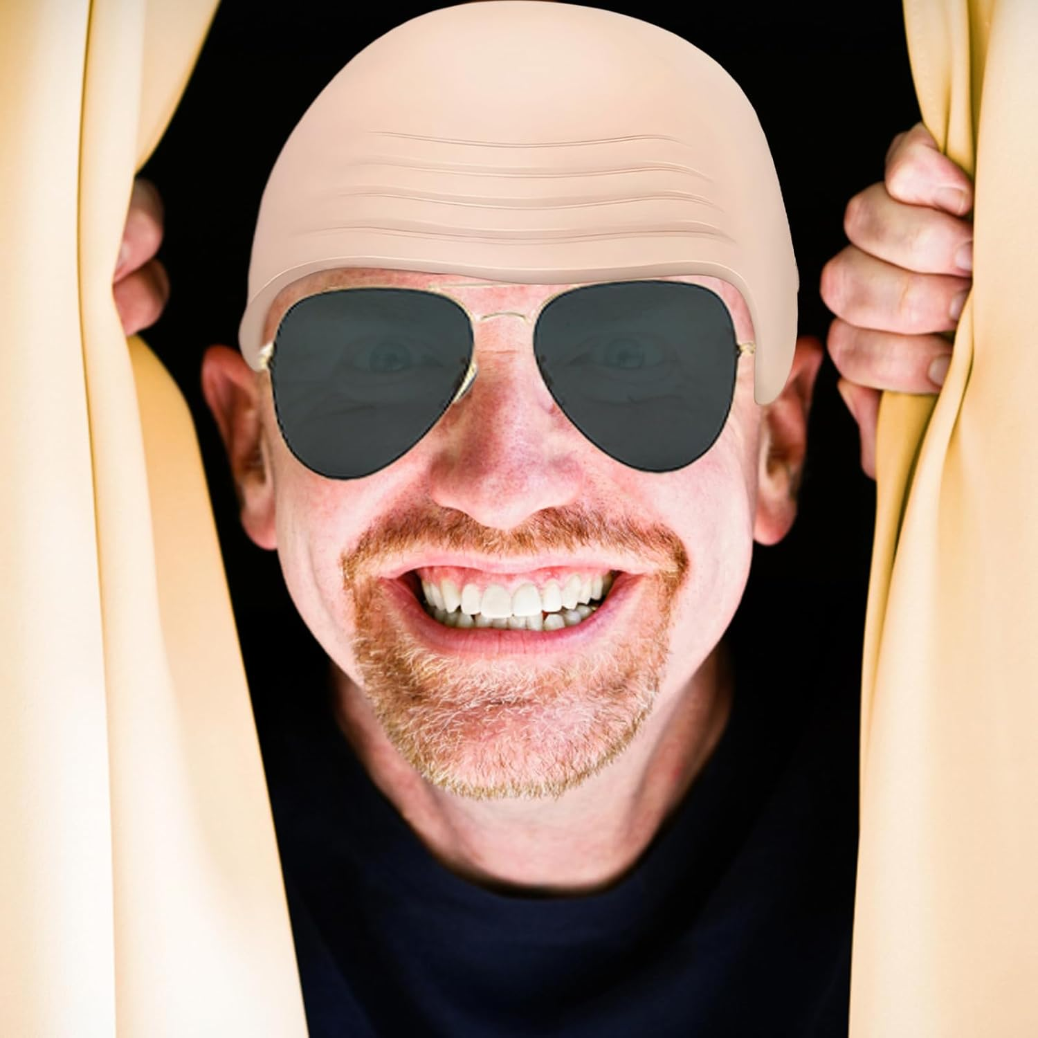 Pitbull Costume Set, Bald Cap Pitbull with Sunglasses and Fake Beard, Bald Cap for Party and Cosplay, One Size, Skin-Friendly Materials image number 3