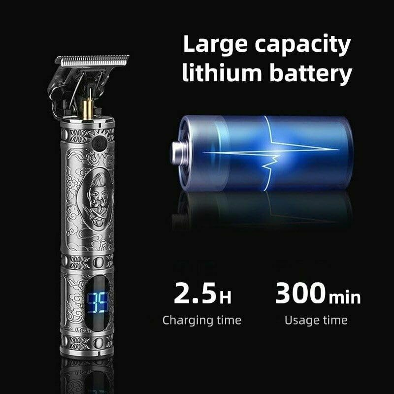 OZSTOCK All Metal USB Rechargeable Quiet Hair Trimmer with Guide Combs, Men Home Hair Grooming Kit image number 4