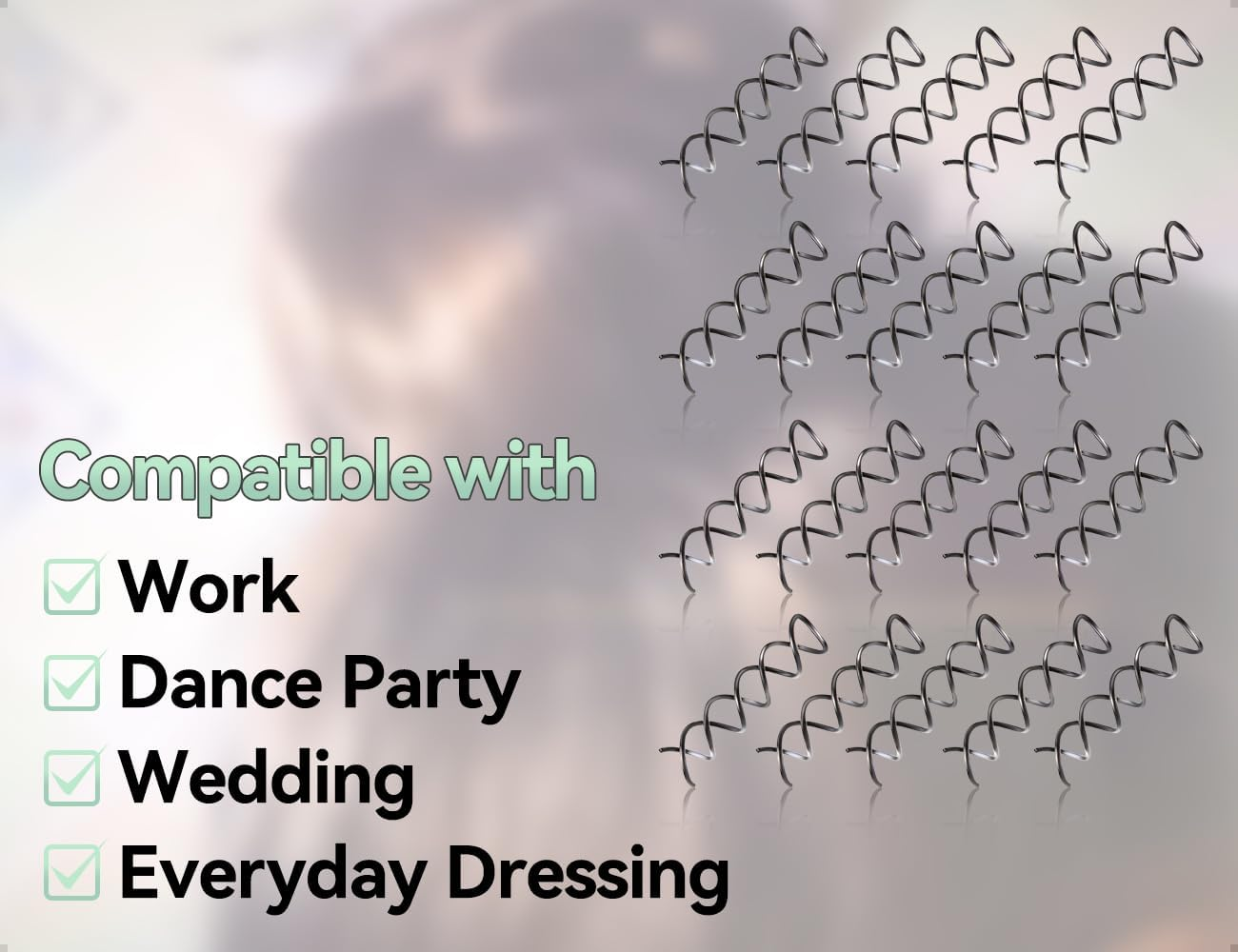 AOYEGIC Pack of 20 Spiral Hair Clips, Spiral Hair Accessories, Metal for DIY Hairstyle, Multi-Purpose Distortion Spin Clip for Children, Women, Home Use, Office Everyday Life, Going Out (Black) image number 6