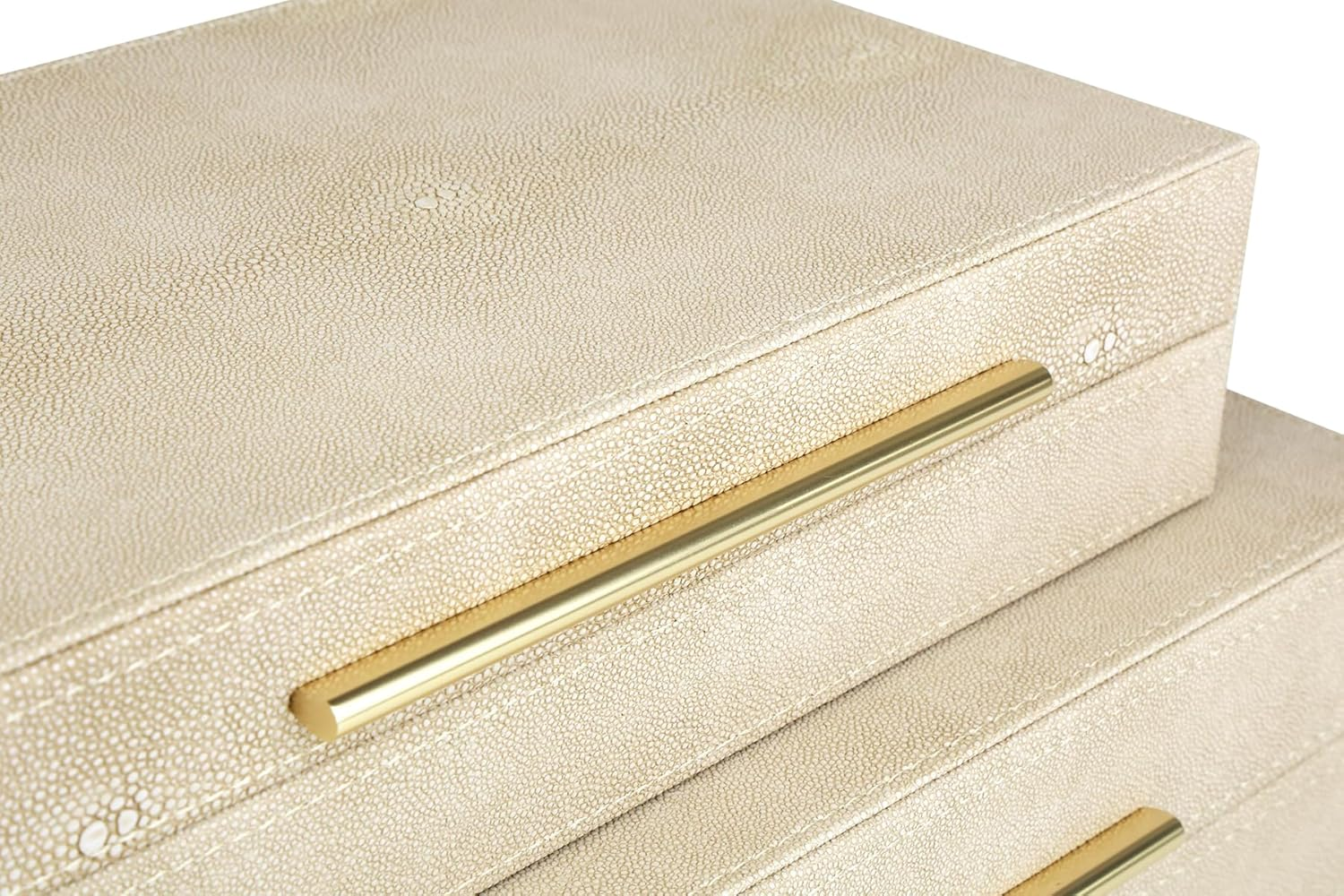 Hofferruffer Faux Leather Decorative Boxes Set of 2, Large Nesting Keepsake Box Accessory Organizer Jewelry Organizer with Hinged Lid, Stacking Storage Box Container for Home or Office (Light Grey) image number 2