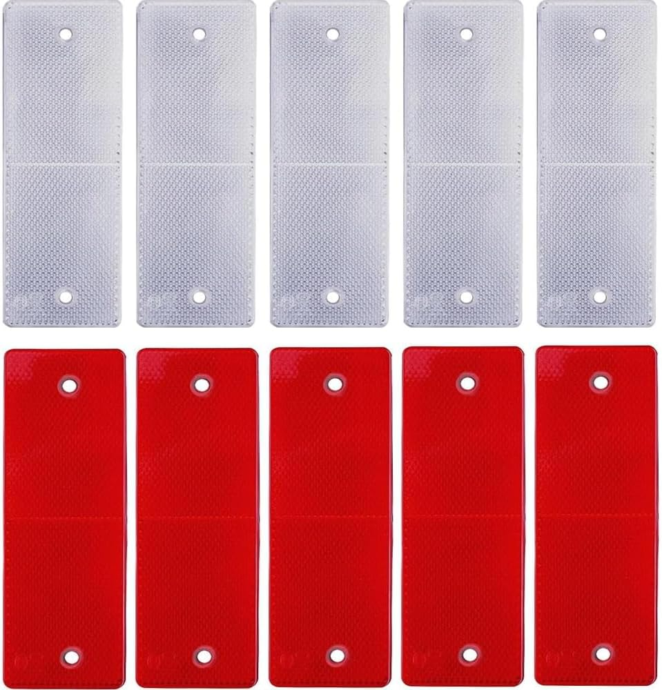 10 Pcs Self-Adhesive Rectangular Reflectors - High Visibility Safety Reflector for Trailers, Trucks, Cars, Agricultural Vehicles & Gate Posts, Durable Rear Reflector Stickers for Night Road Safety image number 2