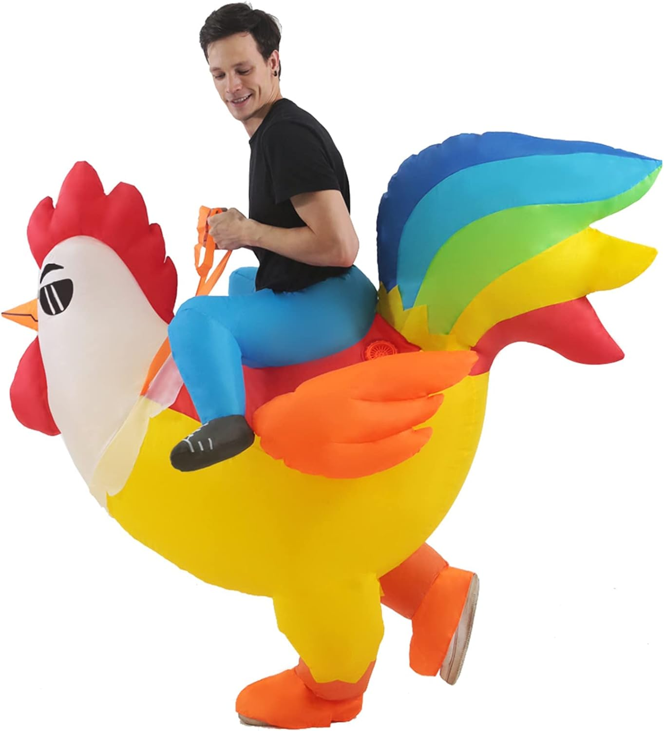 LUVSHINE Inflatable Rooster Costume Ride on Chicken Costume Adult Halloween Costumes for Men Women Blow up Costumes image number 2