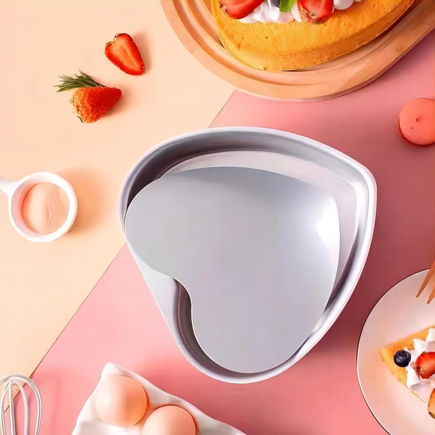 2 Pack Cake Pans, Heart Shaped Cake Pans, Aluminum Deep Springform Cake Pan Set with Removable Bottom DIY Baking Mold Tool for Wedding Party Birthday Valentines image number 1