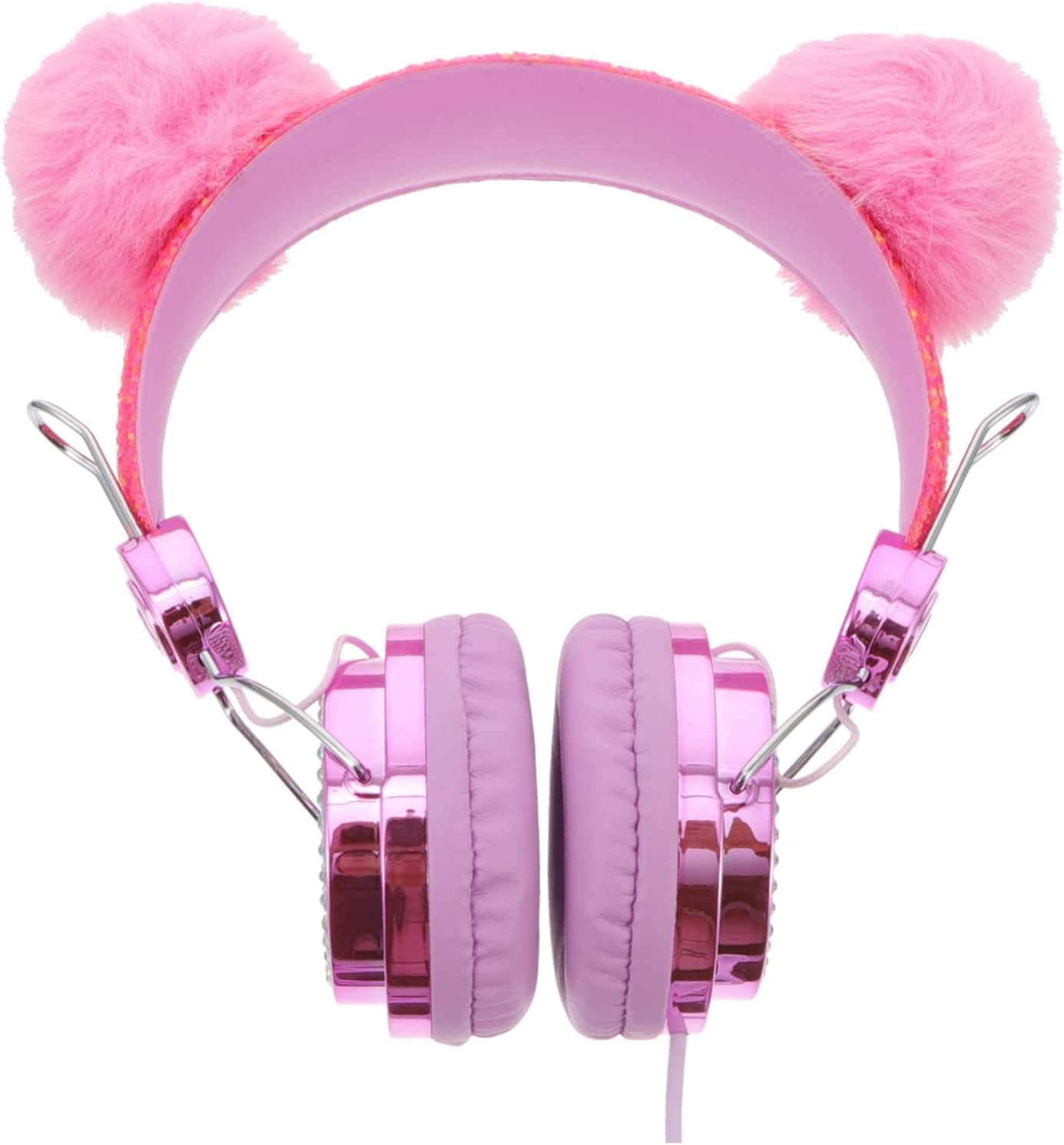 TINEASUR Children Headphones with Mic on Ear Headset for Kids Rhinestone Glitter Furry Ball Design School Travel Use Wired Headphones for Boys and Girls image number 4