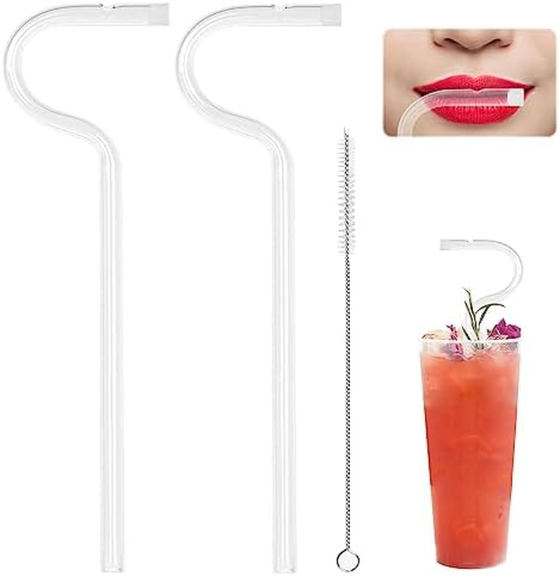 Anti Wrinkle Straw, 3 Pack Reusable Glass Drinking anti Wrinkle Straw, Lip Straws for No Wrinkles, Side Sideways Straw Wrinkle Free image number 5