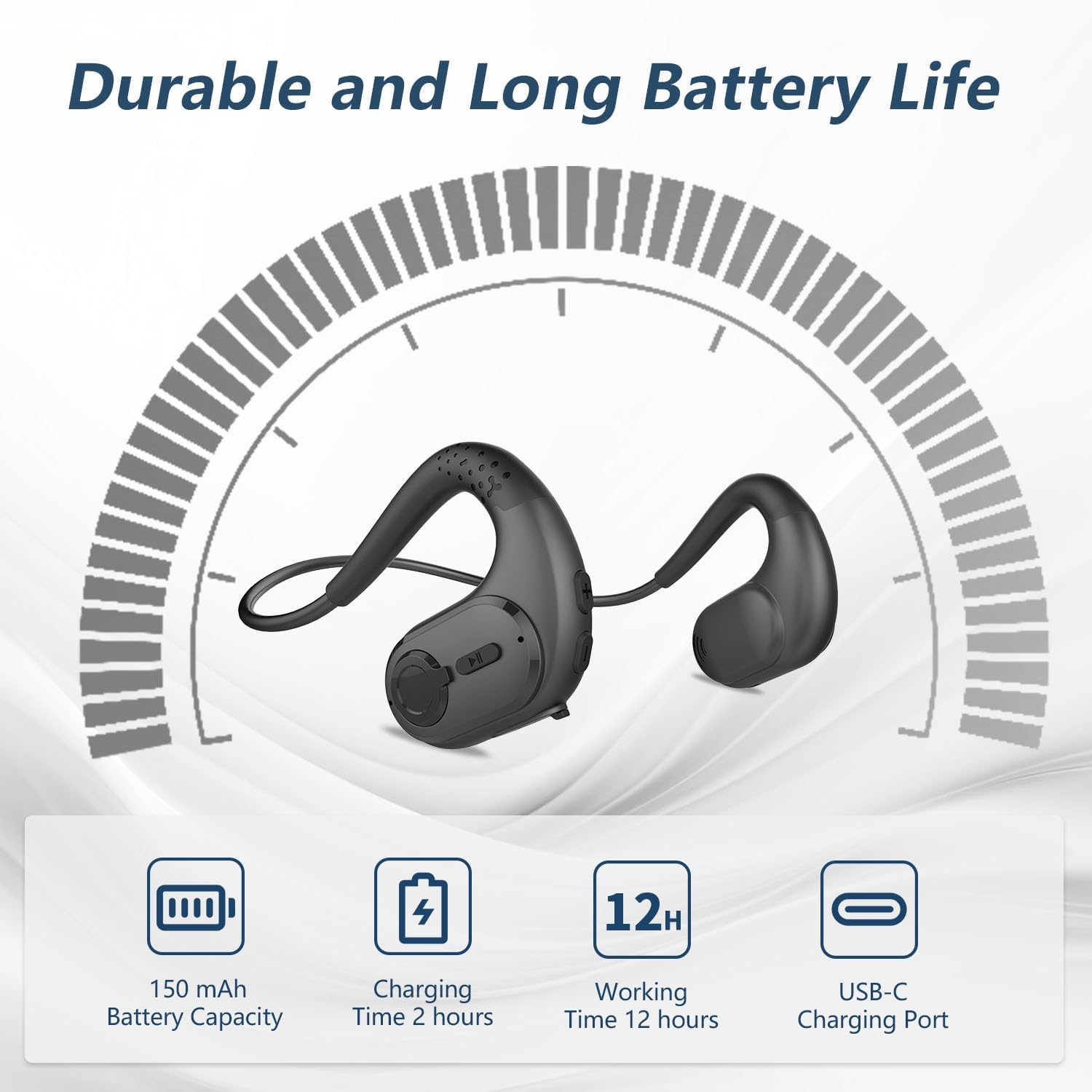 BANIGIPA Bluetooth Headset with Removable Microphone, Noise Cancelling Wireless Headset for Phones Laptop Computer PC, Open Ear Headphones for Office Meeting Running Cycling Driving Working-12 Hrs image number 2