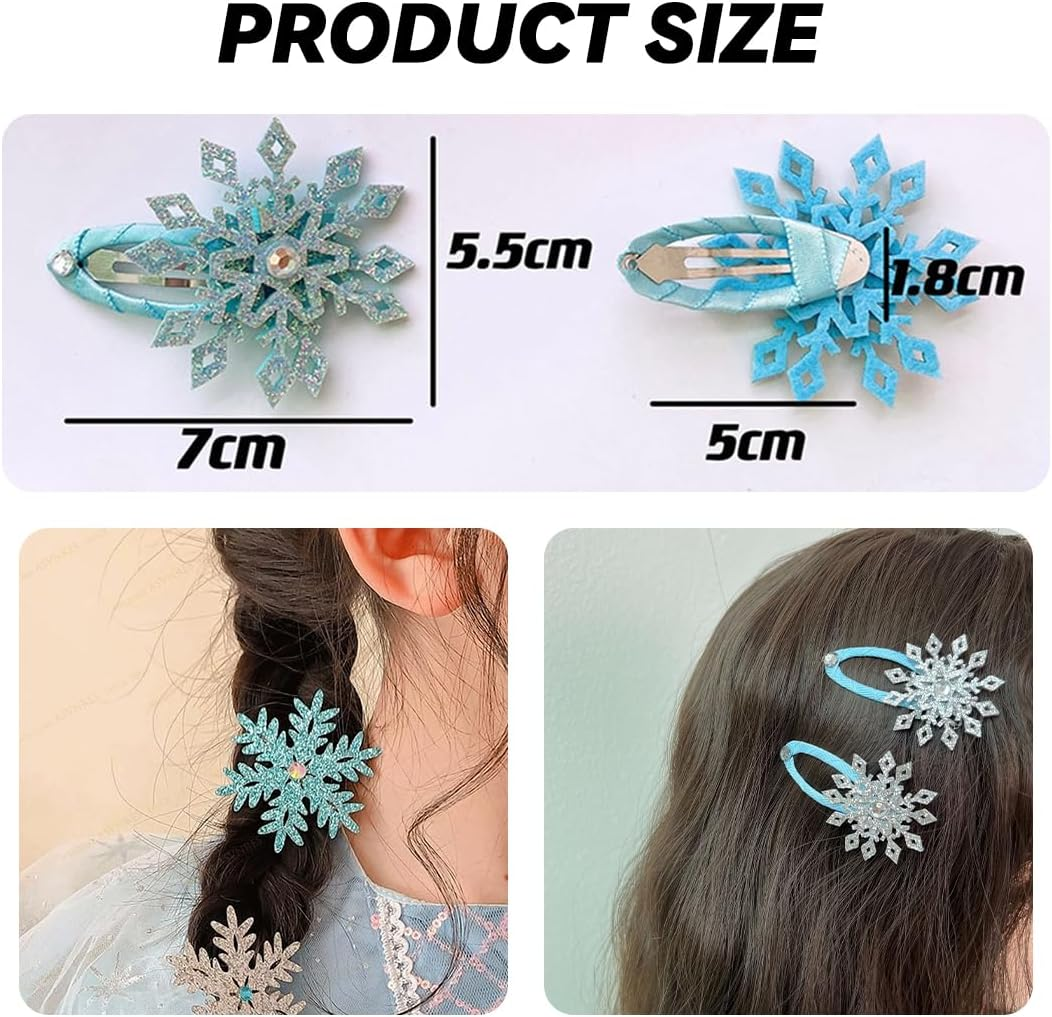 JEYORZY Pack of 6 Snap Hair Clips, Large, Snowflakes Hair Clip, Christmas Snowflakes Hair Pin, Accessories for Thick, Thin and Fine Hair image number 4